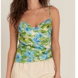 fab'rik Floral Camisole - Blue and Green